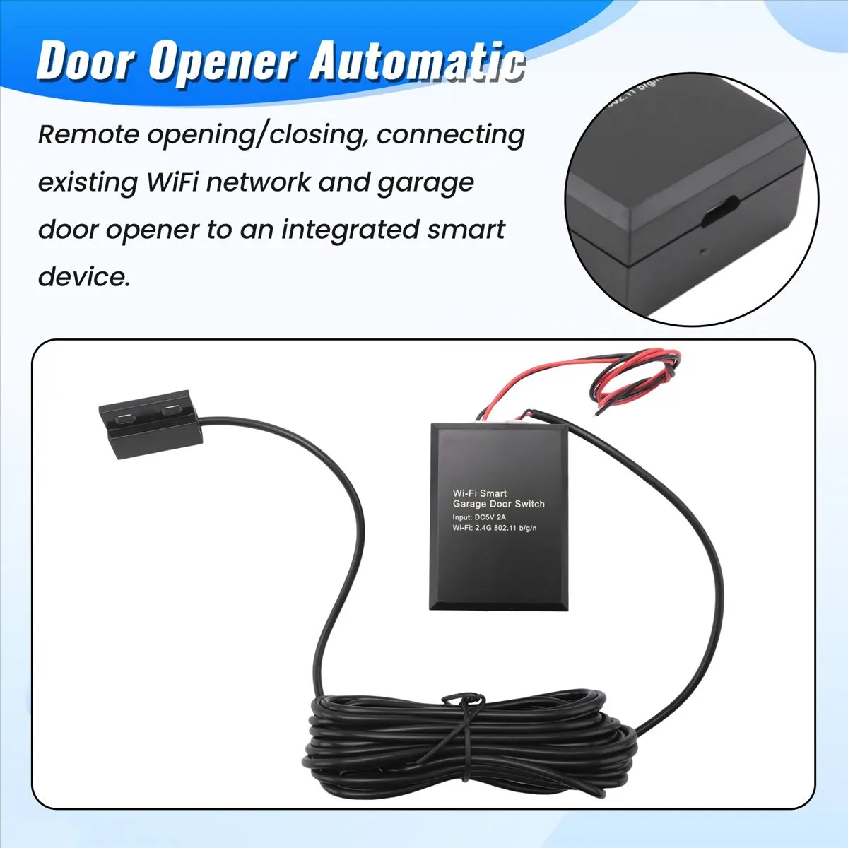 Active Phase Smart Garage Door Opener DC5V Mobile Phone Remote Tuya Smart Life App Controller for Alexa Assistant No Need Hub