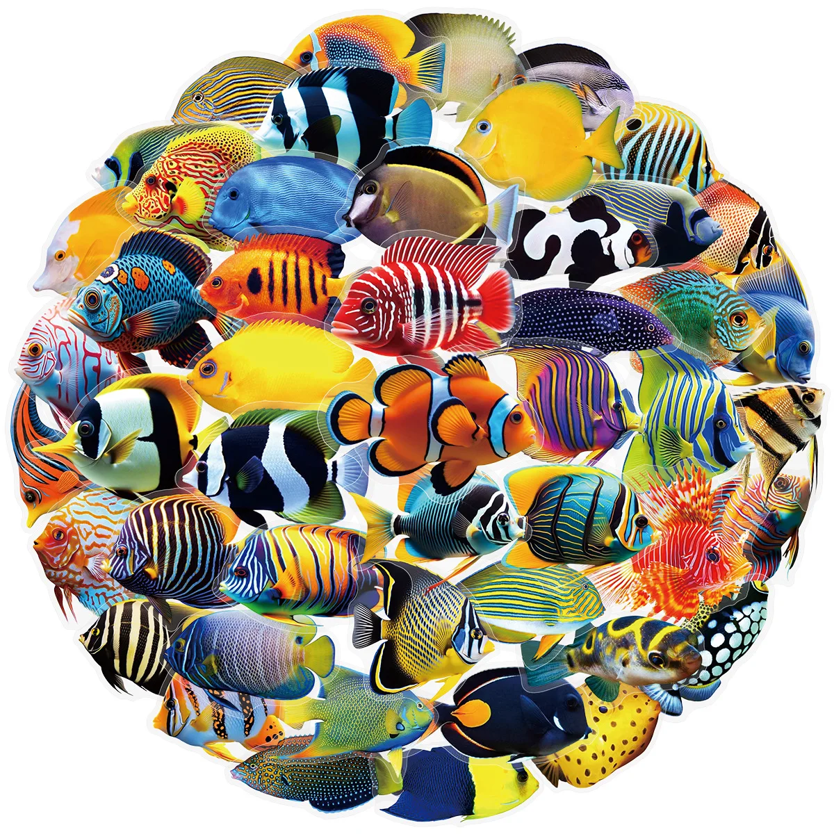 50PCS Transparent Sea Fish Stickers Material Decorative Mobile Phone Case Luggage Water Cup iPad Waterproof Stickers Kids Toy