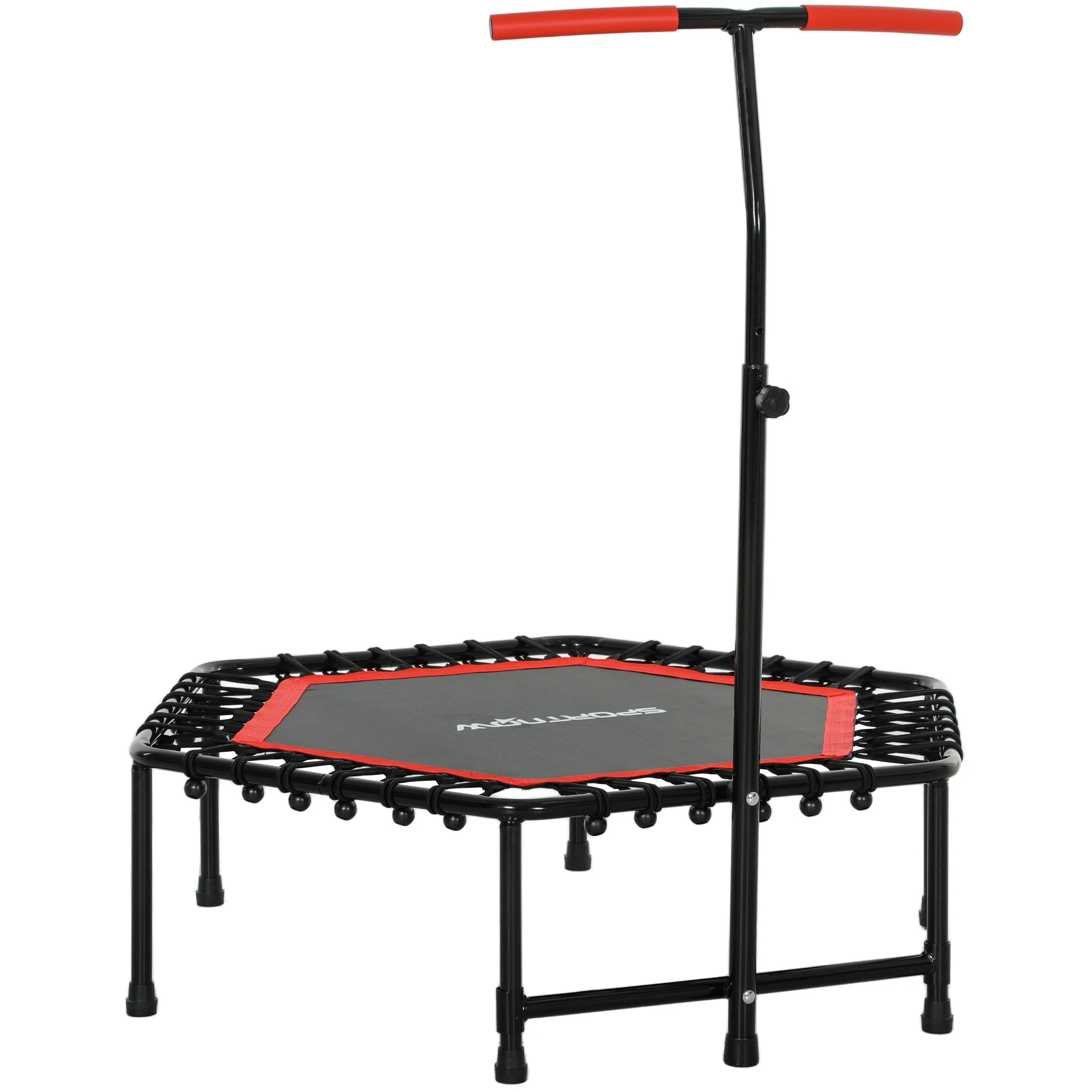 Sportnow Fitness Trampoline 114X114X132 cm Fitness Trampoline met 3-niveau verstelbare handgreep Stalen frame