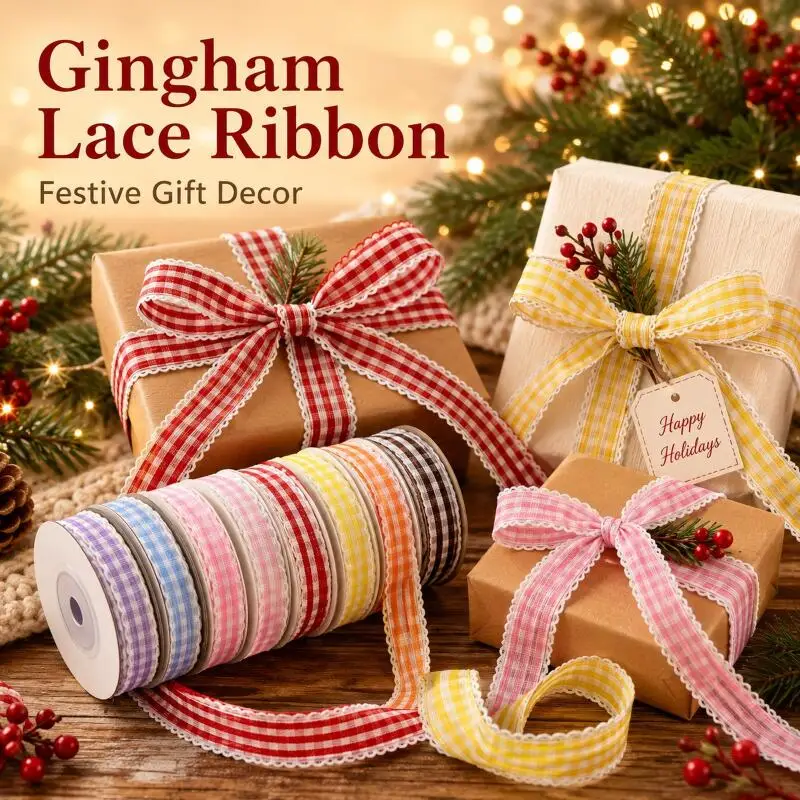 10 Yards/Rolle 10mm Schottische Gingham-Bänder für DIY-Bastelarbeiten, Schleifen, Geschenkverpackungen, Hochzeiten, Partys, kariertes Gewebe – Detail 6