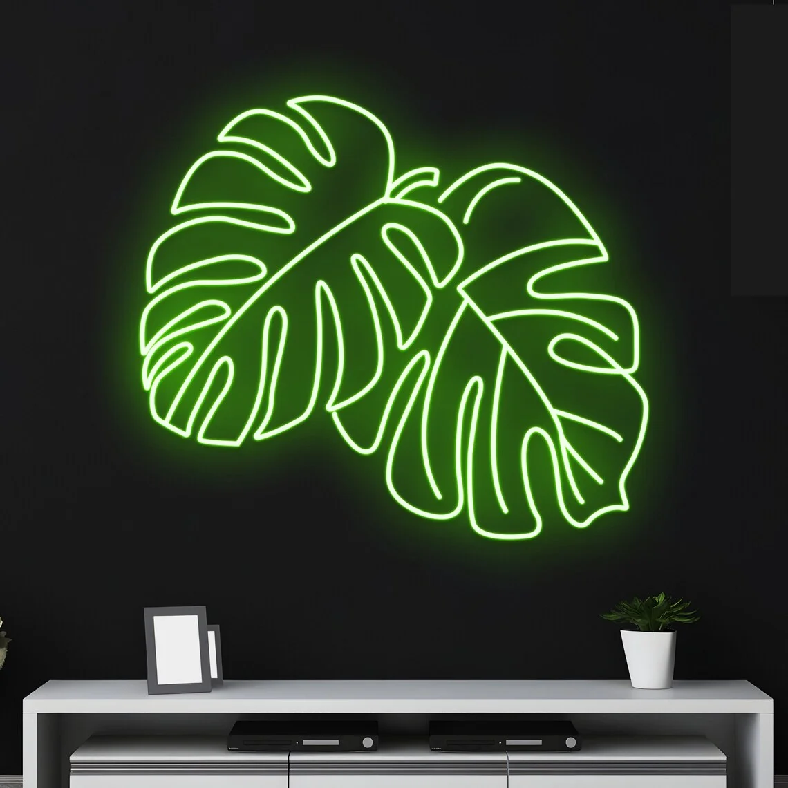 Personalizzato Monstera Leaf Neon Sign Tropical Leaf Sign Green Leaf Wall Art Business Decor sala giochi camera da letto Sign Weddiing Neon