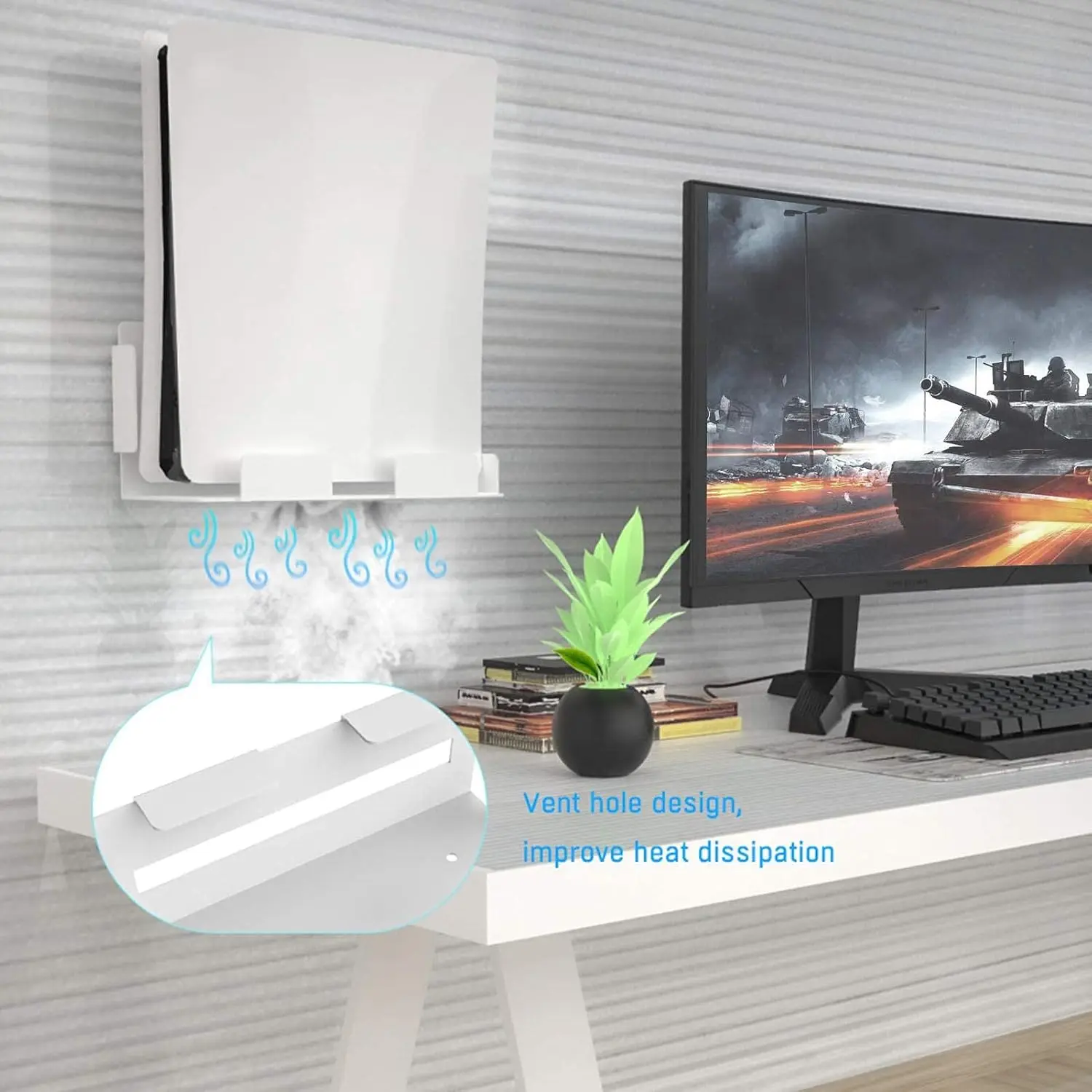 1 صفقات يدوية - مجموعة حامل شماعات لرف تخزين مثبت على الحائط لمضيف PS5