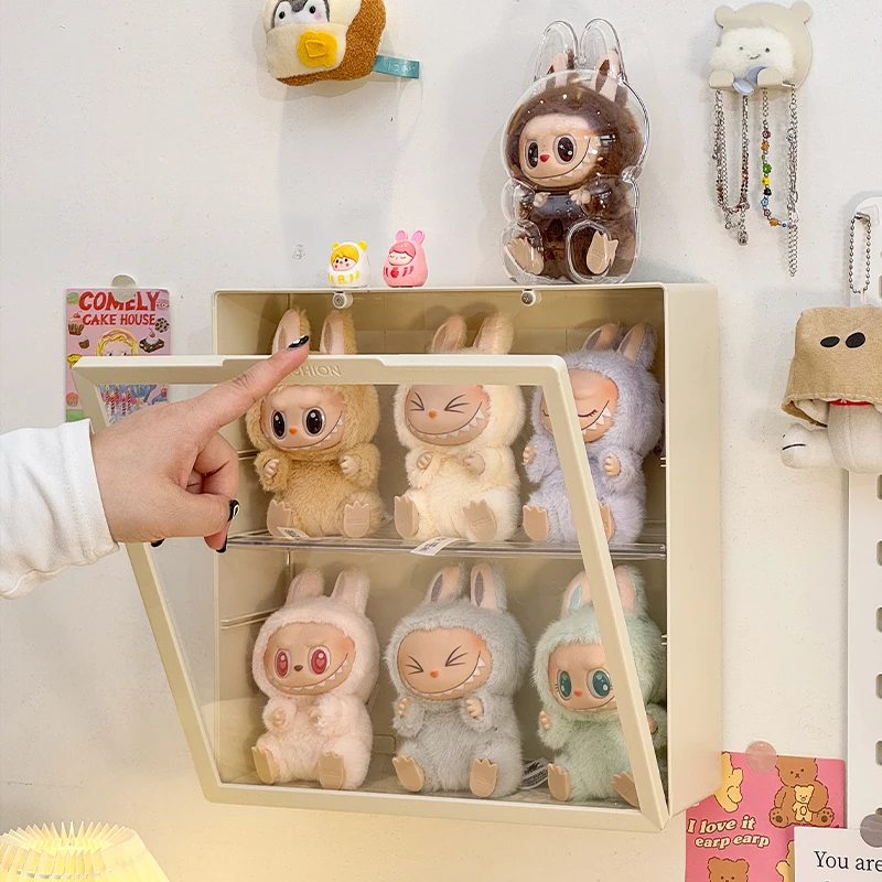 

Wall Mounted Storage Box For Labubu Acrylic Dustproof Display Rack Organizer for Blind Box Plush Toy Dolls Showcase