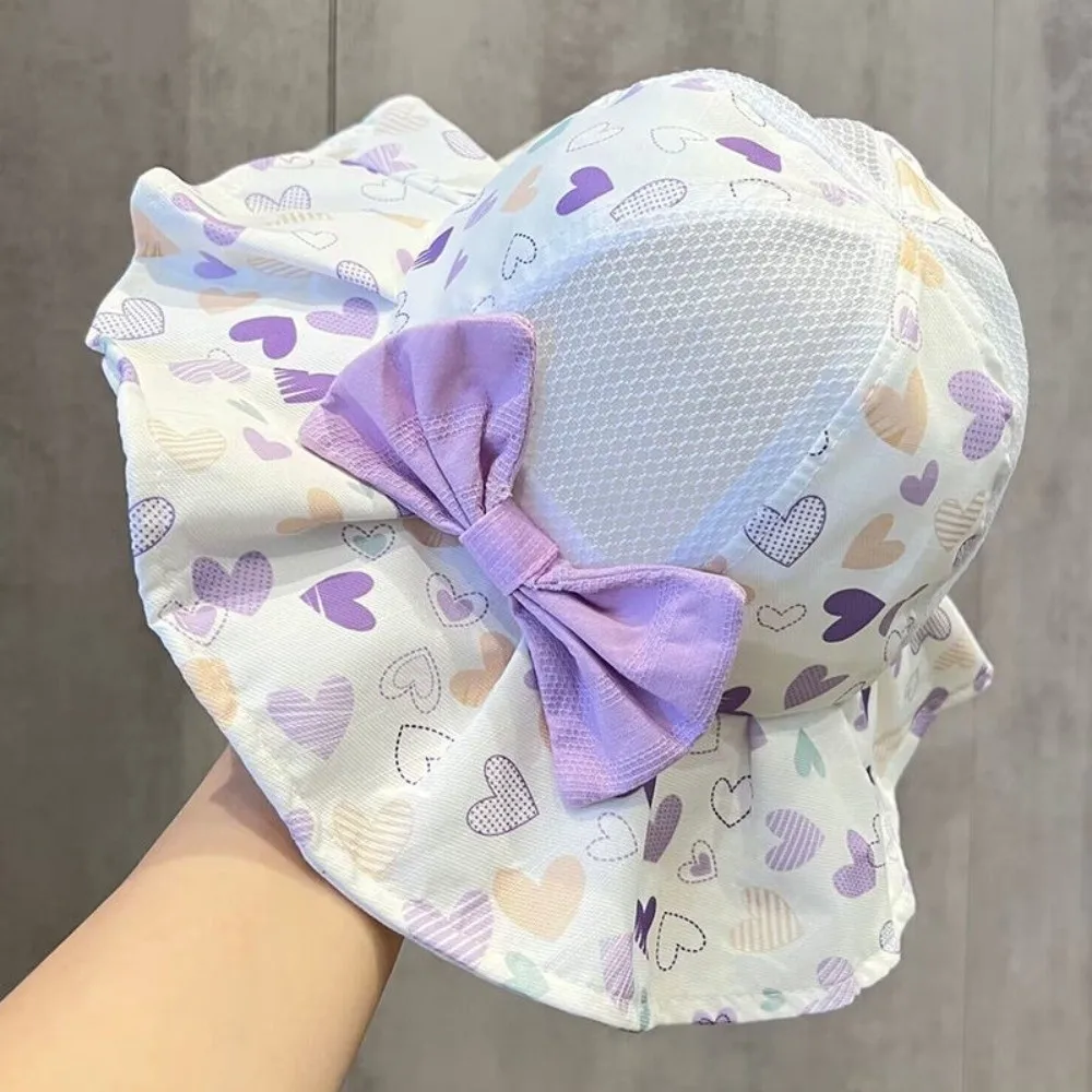 

Breathable Princess Bow Fisherman Hat Solid Color Sweet Bowknot Sun Hat Ruffle Brim Cute Summer Sun Hat for Summer Season