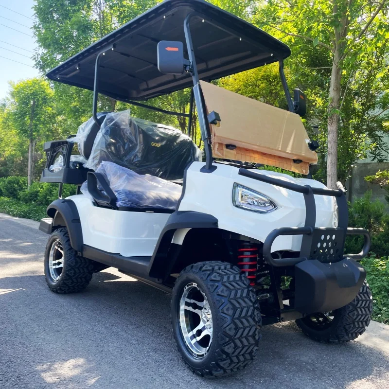 High Quality Large Capacity Lithium Battery Electric Golf Cart Off-Road Vehicle Free Custom Color 12 Inch Tires Golf Bag Rack