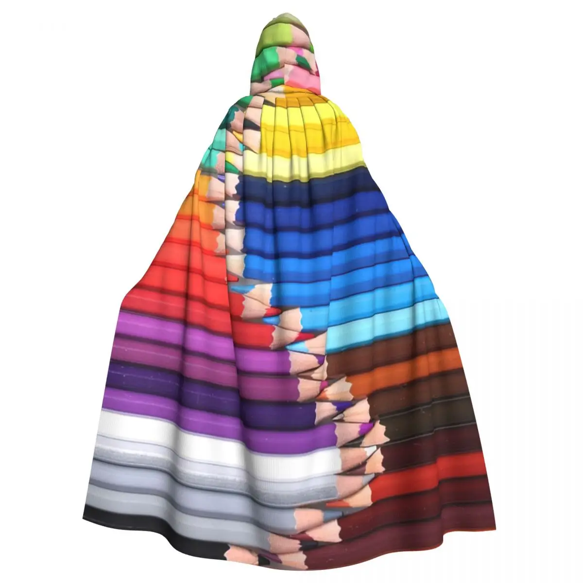 Color Pencil Through Colorful Lover Hooded Cloak Halloween Party Cosplay Woman Men Adult Long Witchcraft Robe Hood