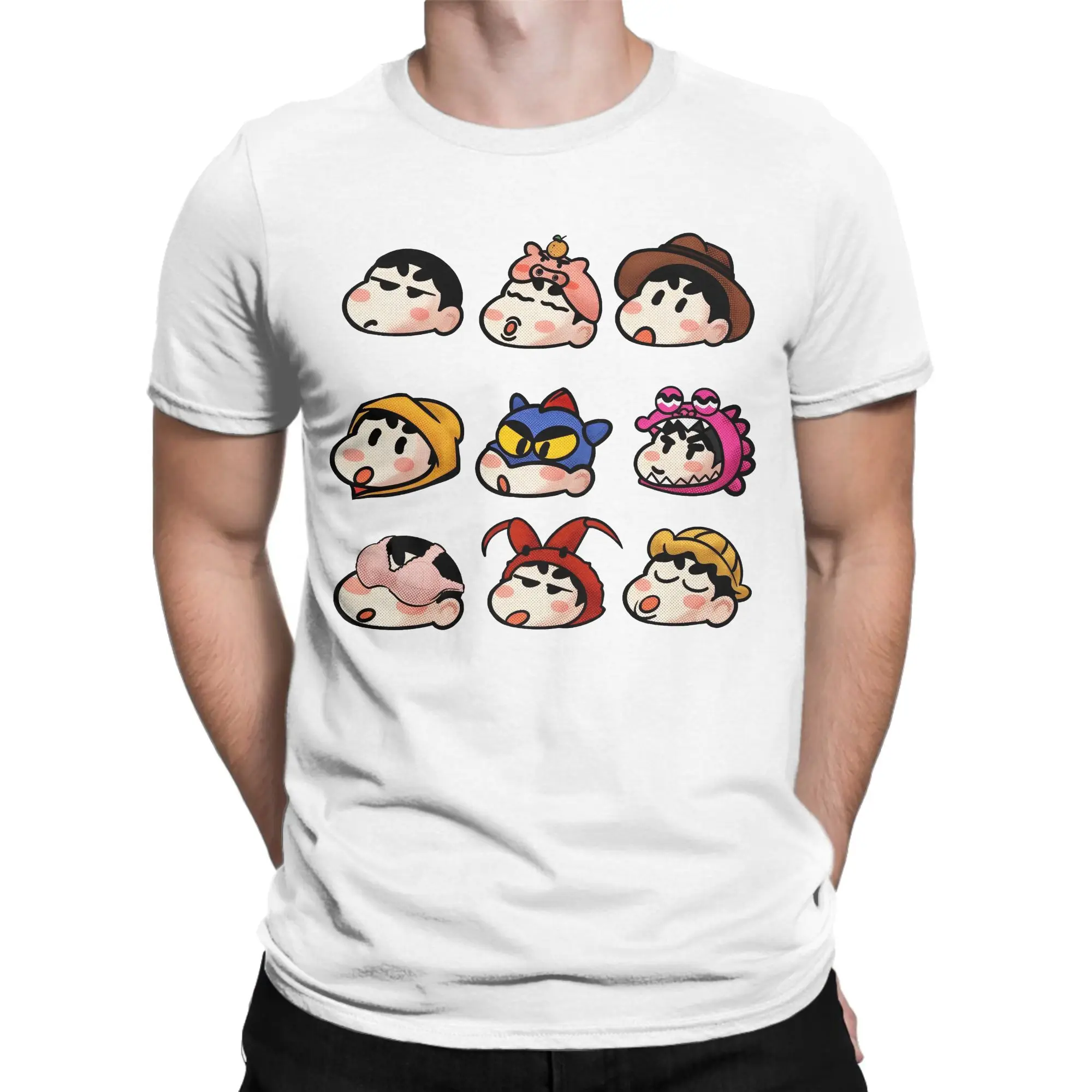 

Crayon Shin-chan, милые футболки в стиле чиби для мужчин и женщин, повседневные хлопковые футболки с круглым вырезом, футболка с короткими рукавами, одежда больших размеров