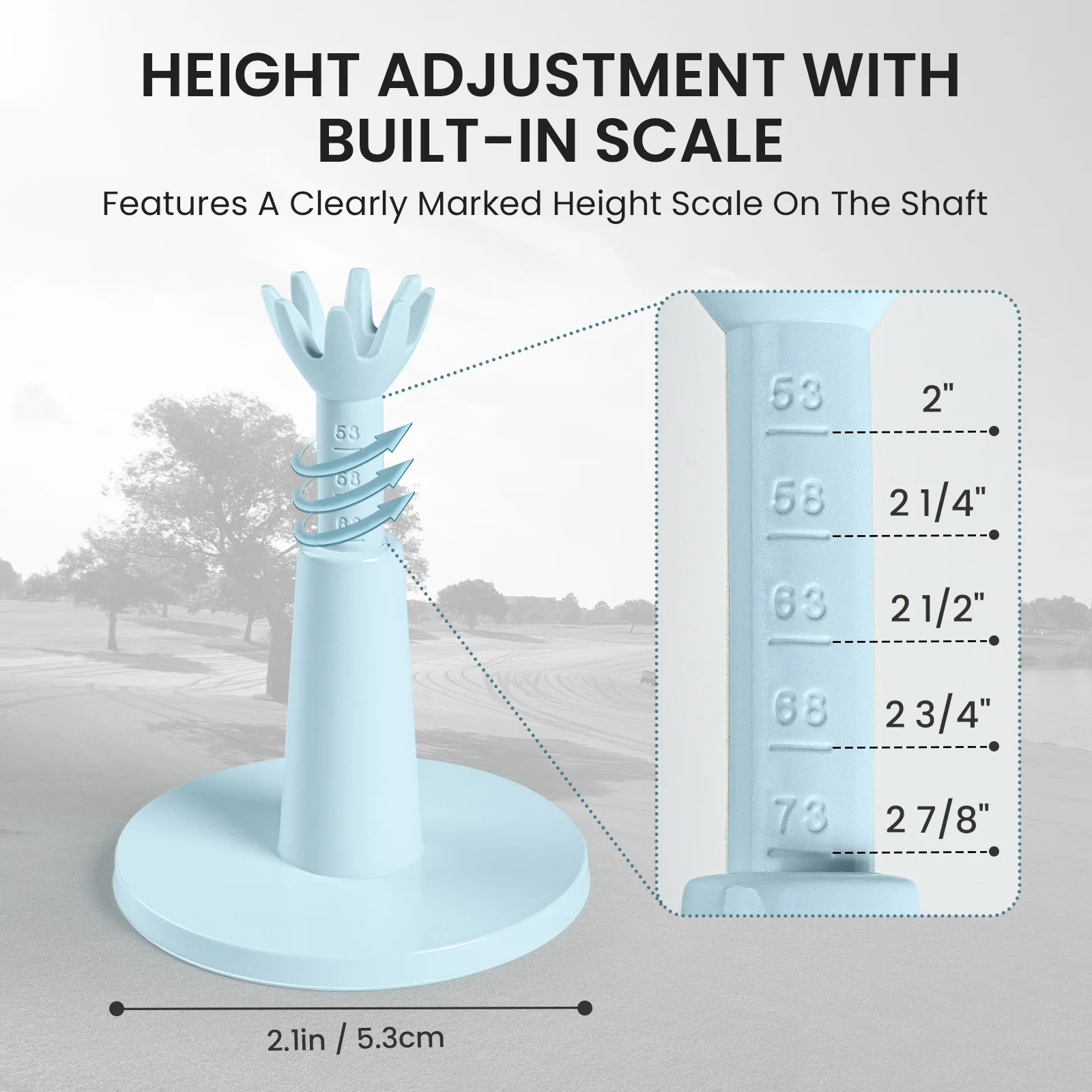 Adjustable Golf Rubber Tees 2 Pack Durable 8-Claw Base 2.1"-2.9"  Height for Driving Range Training