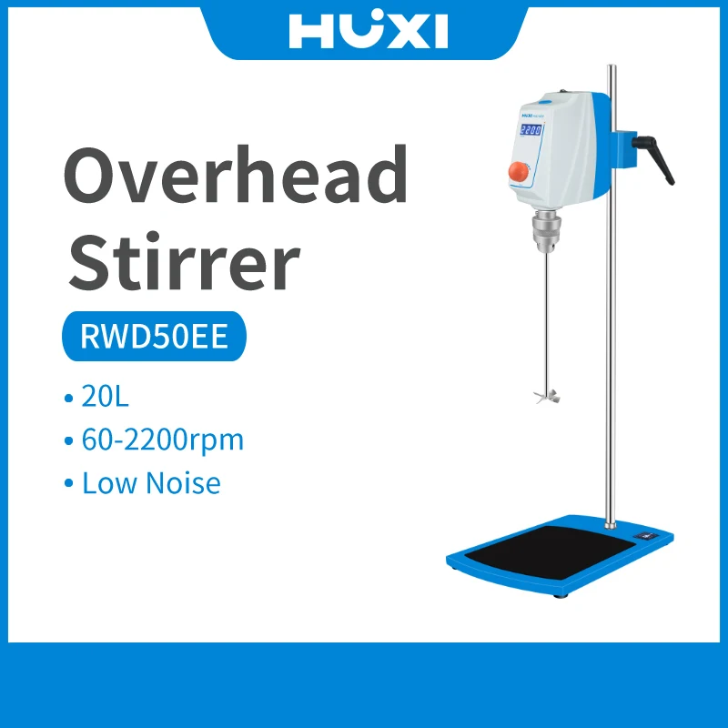 HUXI Factory Direct 20L Overhead Lab Rührer 2200 U/min Neuer Labormixer mit kosmetischem Muster Flüssigkeitschemikalien OEM verfügbar