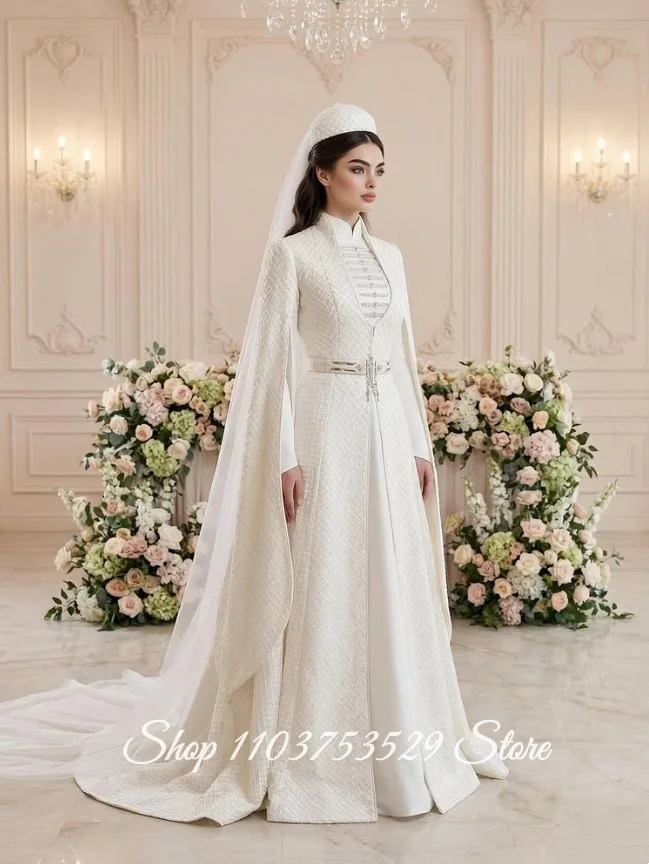 Middle Easten Traditional Arab Muslim Wedding Dress Customized Ethnic Turkish Kaftan Islamic Bridal Gown Evening Gown 2026