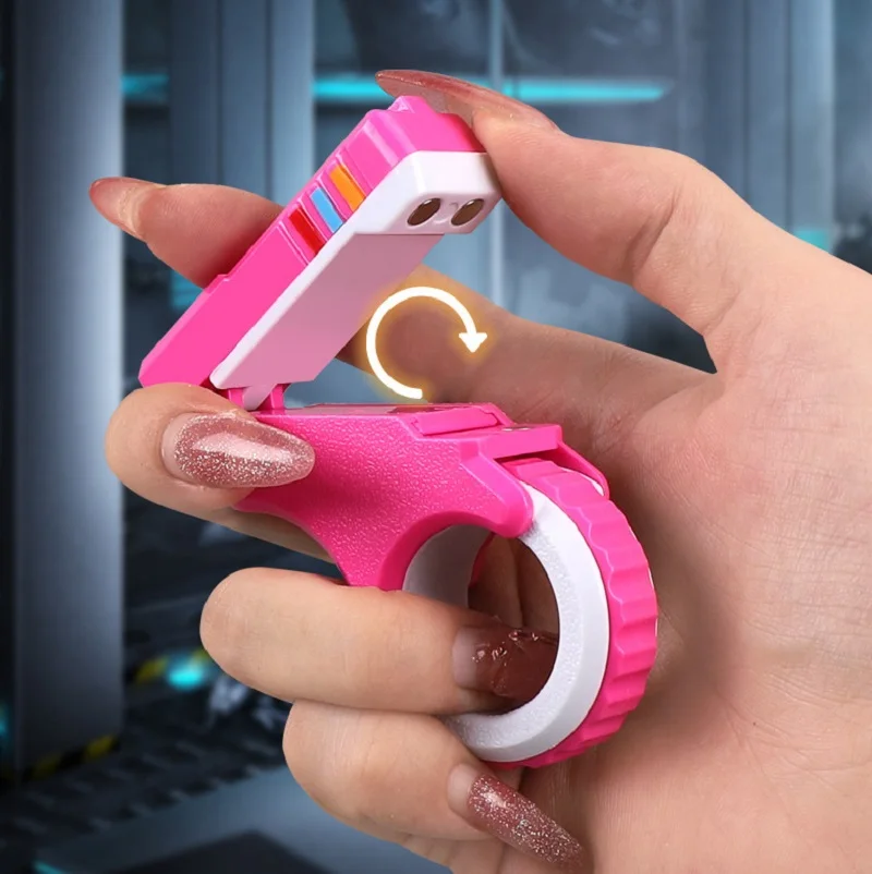 Fidget Spinner Gun Toy, Curseur mentaires oriel haptique avec instituts soulignés, Roue à cliquet, Anneau en métal pour enfant, Adulte, École, Bureau, Jeu de doigts