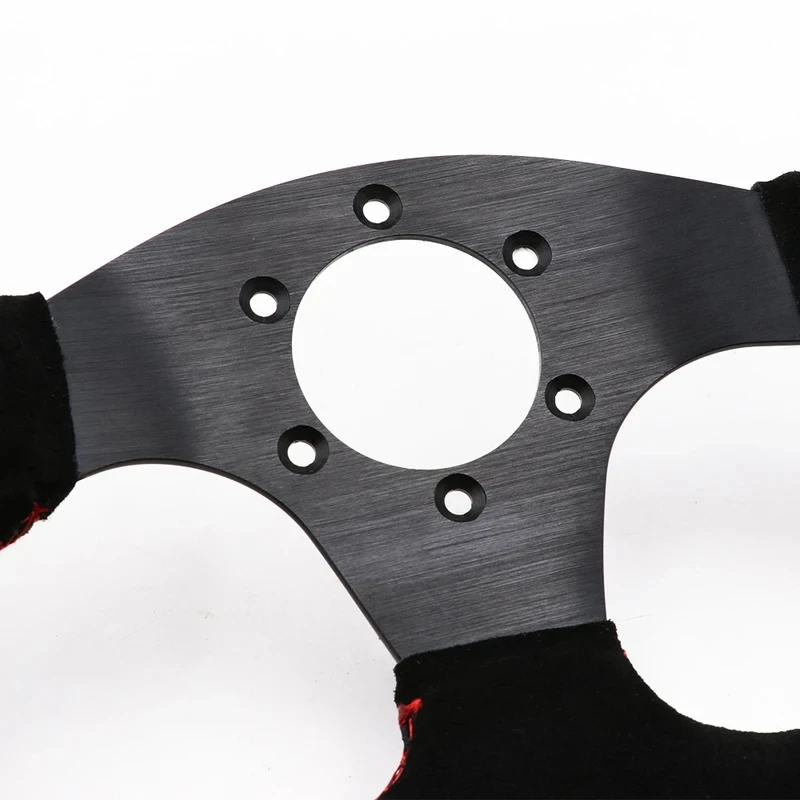 High Quality Universal 13inch Flat Red Suede Leather Drift Sport Steering Wheel Auto Modification Part