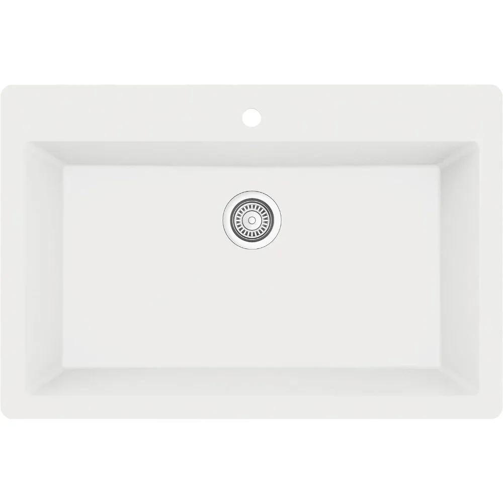 For 33 Inch Kitchen Sink, Top Mount Large Single Bowl Quartz