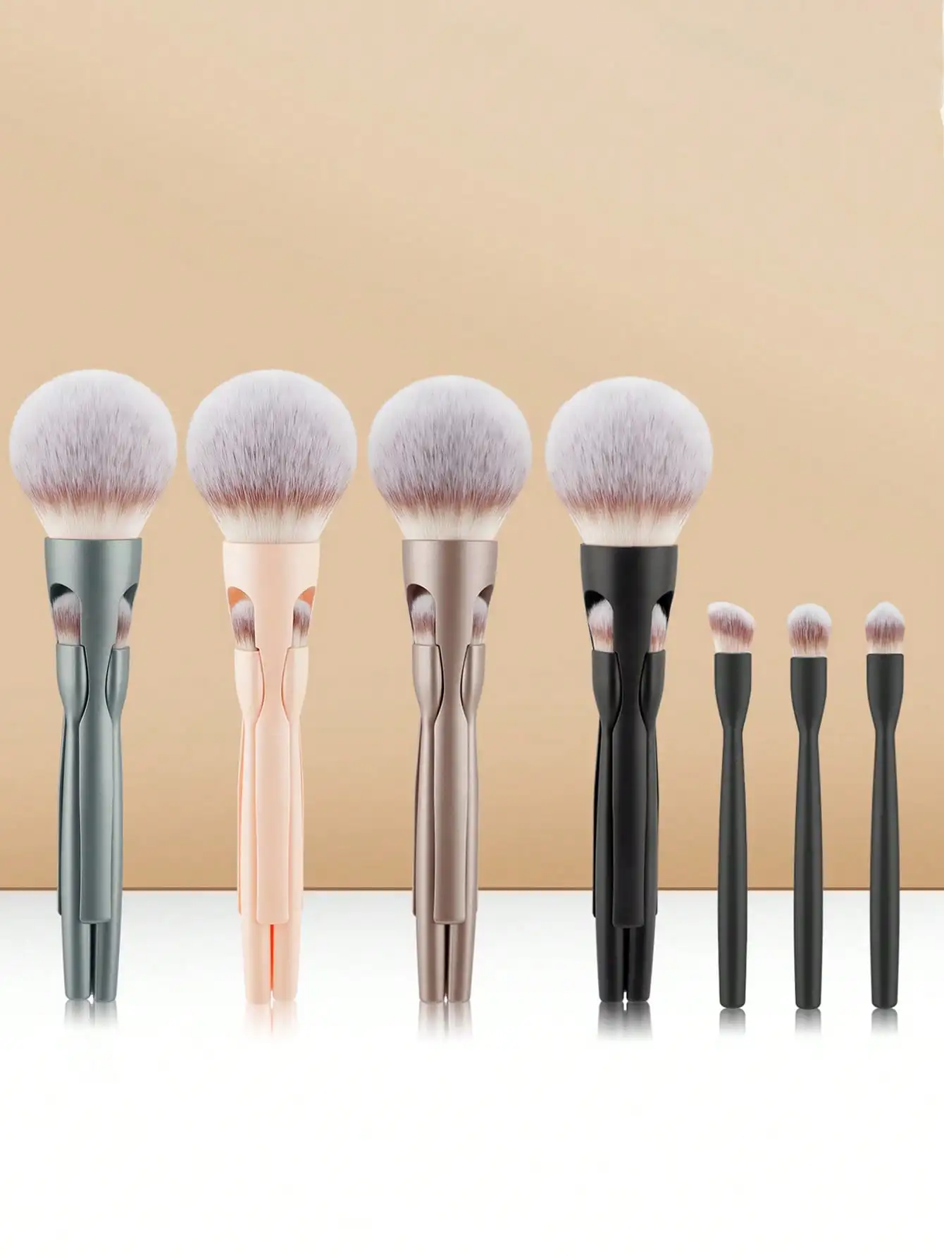 4-Piece Makeup Brush Set Featuring Professional-Grade Brushes Made from High-Quality Synthetic Fibers for a Luxurious Feel.