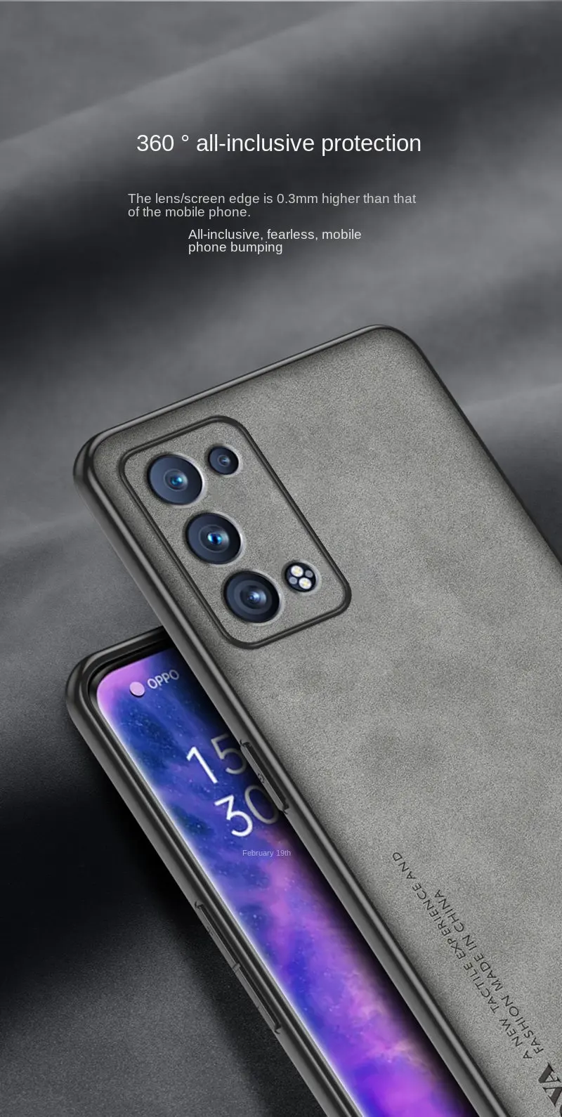 Oppo Reno6 Pro 5G CPH2247 Case PU Leather Skin Surface Shockproof Hard Back Cover Matte Phone Case for Oppo Reno 6 Pro CPH2247