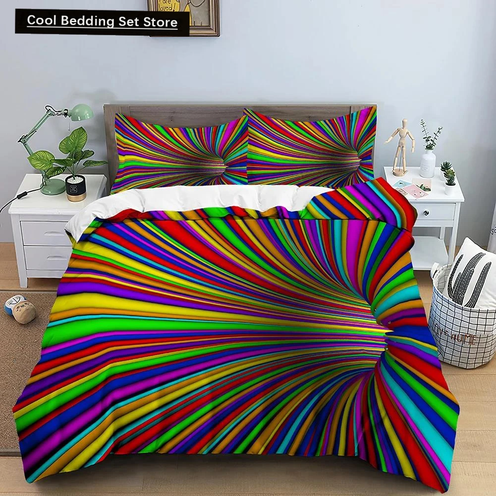 

Abstract Psychedelic Bedding Set Mystic Duvet Cover Set Pillowcase Quilt Cover EU Double King Size Youth Polyester Quilt Cover