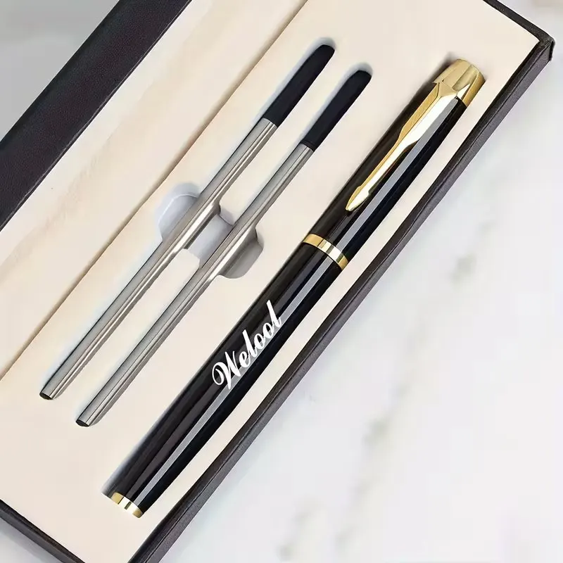 Personalized custom gift box ballpoint pen with metal engraving, high-end gel pen, suitable as a business gift for men and women, holiday present, Valentine's Day refillable 0.5 engraving technology, a meaningful gift for Thanksgiving, Halloween, and Teacher's Day