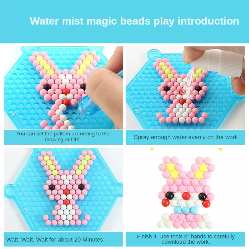 1000 Pcs/box DIY Water Spray Magic Beads Handmade Toy Set Children\'s Color Crystal Beads Puzzle Craft Kit Gift Variety Bean Toys