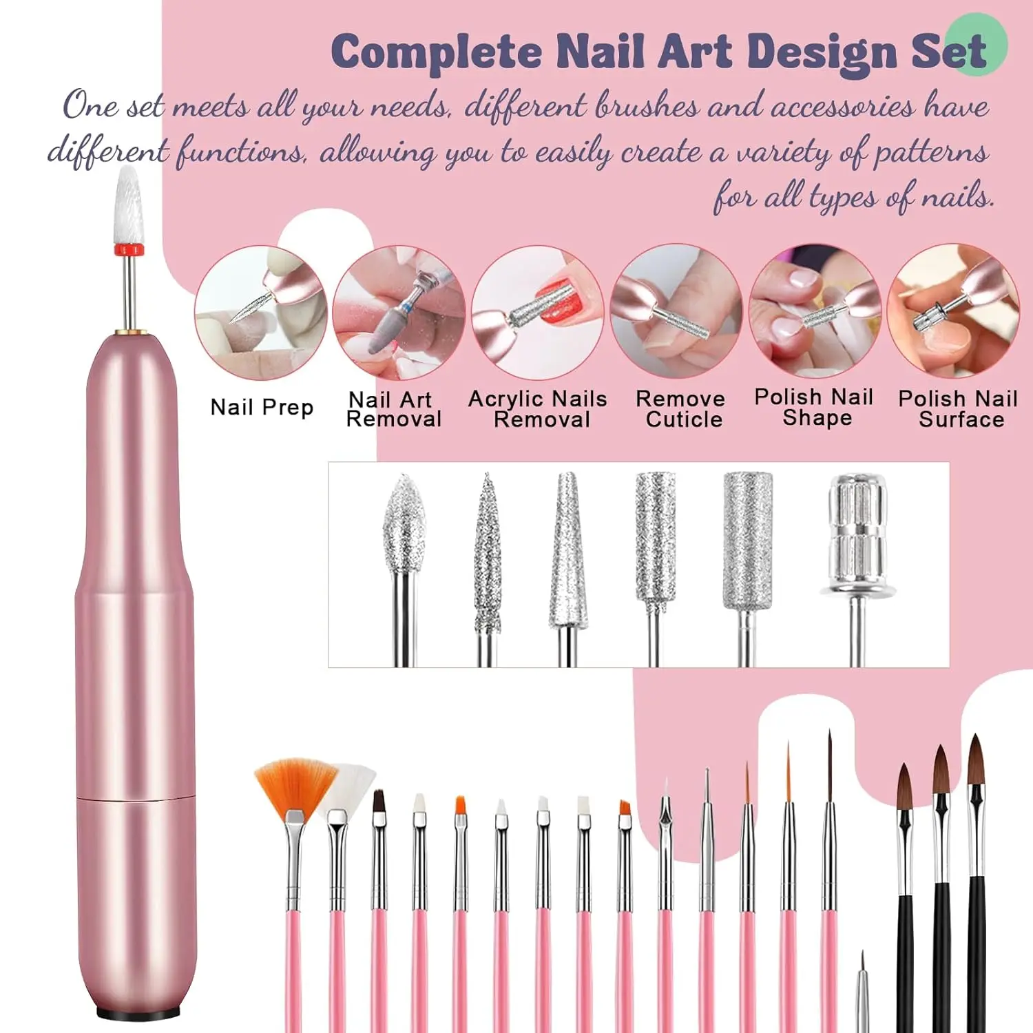Professional Acrylic Nail Kit with UV Light, Multicolor Powder and Tools for Beginners
