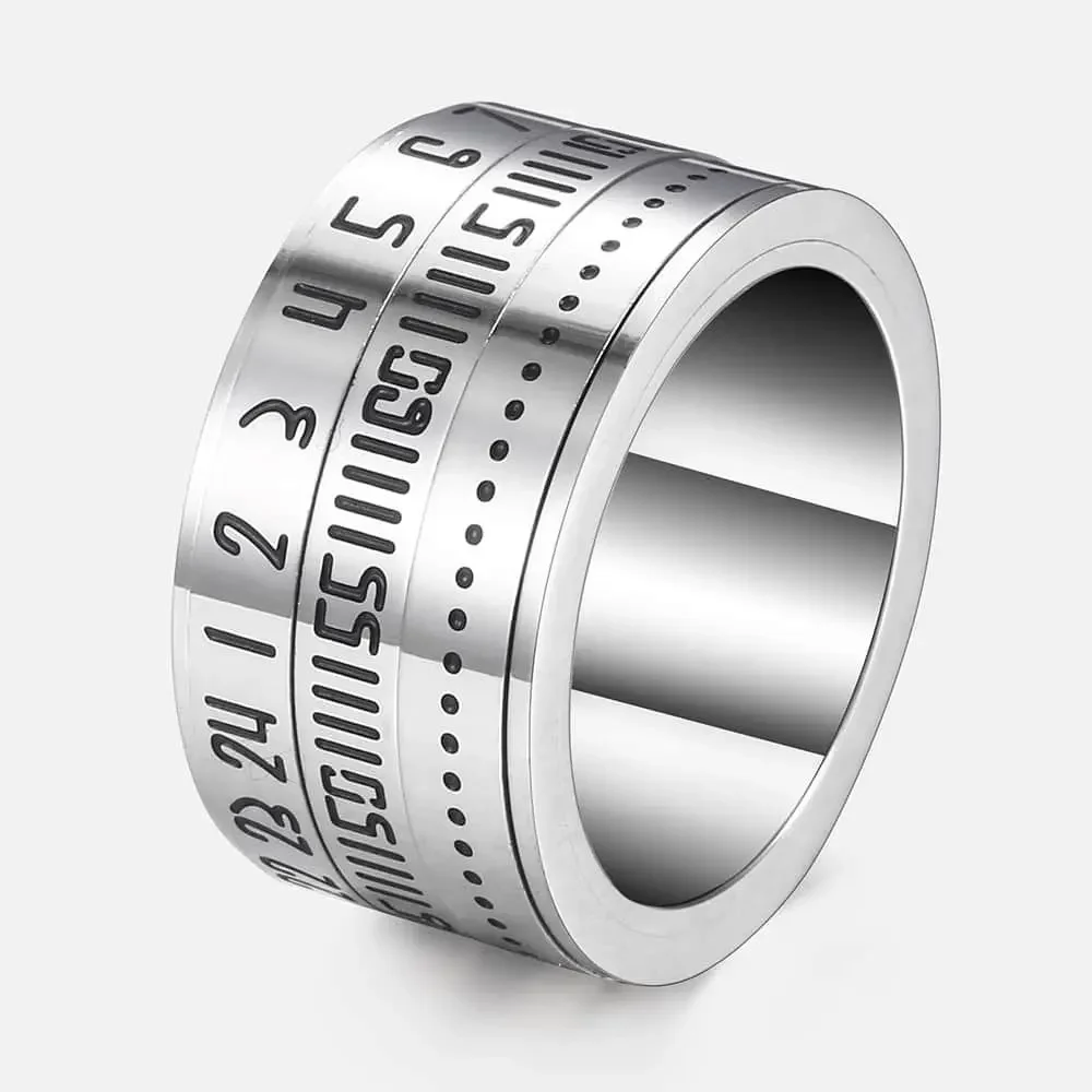 Time Ring Fashion Ring Men\'s Gift Ring Multi Layer Rotating Mechanical Arabic Numeral Calendar Time Metal Rings Decoration