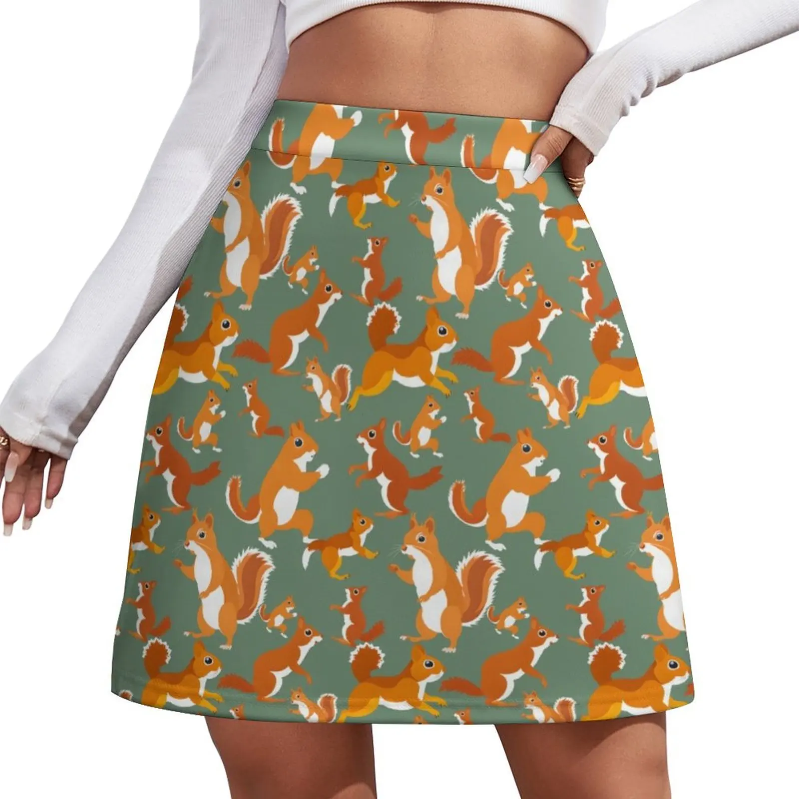 Lots of Squirrels Pattern Mini Skirt Women's summer dress Short women′s skirts Mini Skirt