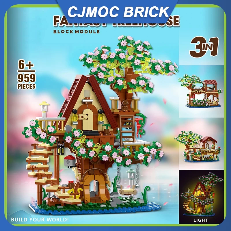 

MOC 959PCS Street Toy 3 In 1 Blossom Tree House Model Assembly Building Blocks Home Decoration Blocks Gift for Children Adult
