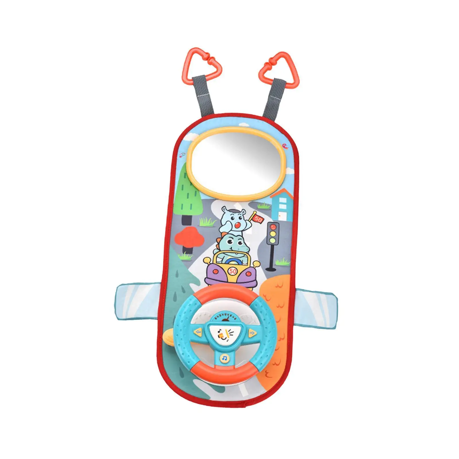 Car Toy Steering Wheel with Music Pretend to Drive with Music and Mirror Hanging on Crib in Car Wheel Musical Toy for Babies