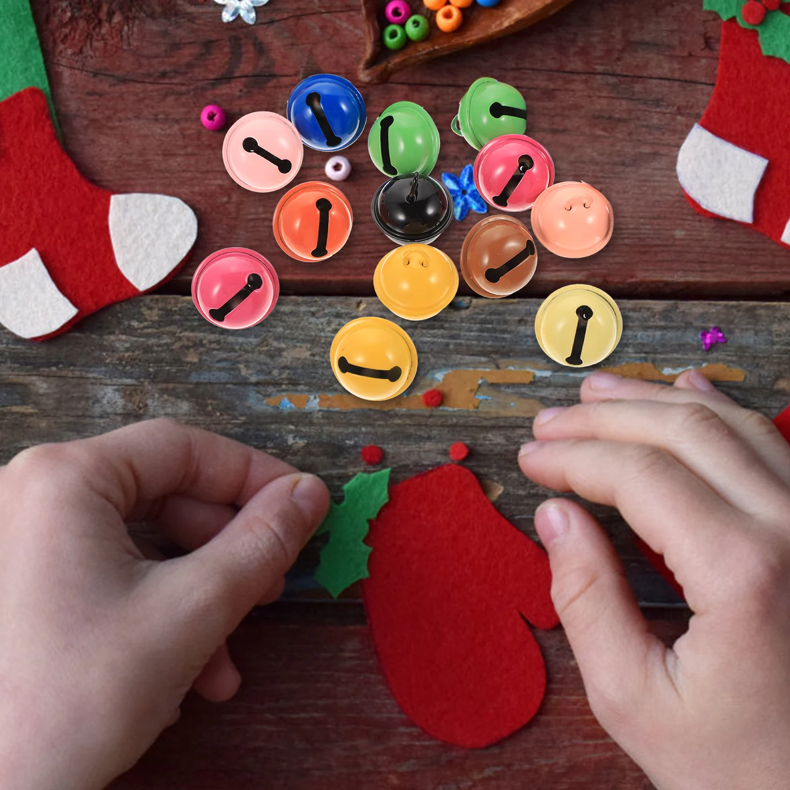 

40pcs Colorful Craft Wear-Resistant Festival Small Bells Portable Xmas Bells For Home Tree Decoration Diy Supplies