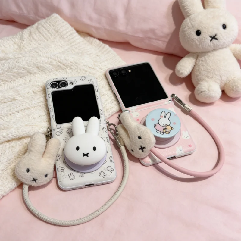 Cute Cartoon Pink White Miffy  - Cute Cartoon Wrist Strap Silicone Case review and price