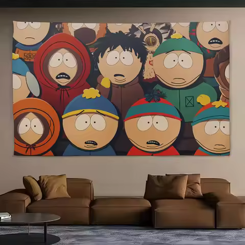 Funny Cartoon S-South P-Park Cute Funny Tapestry Background Hanging Cloth Bedroom Room Decor Aesthetic Tapestry Wall Party