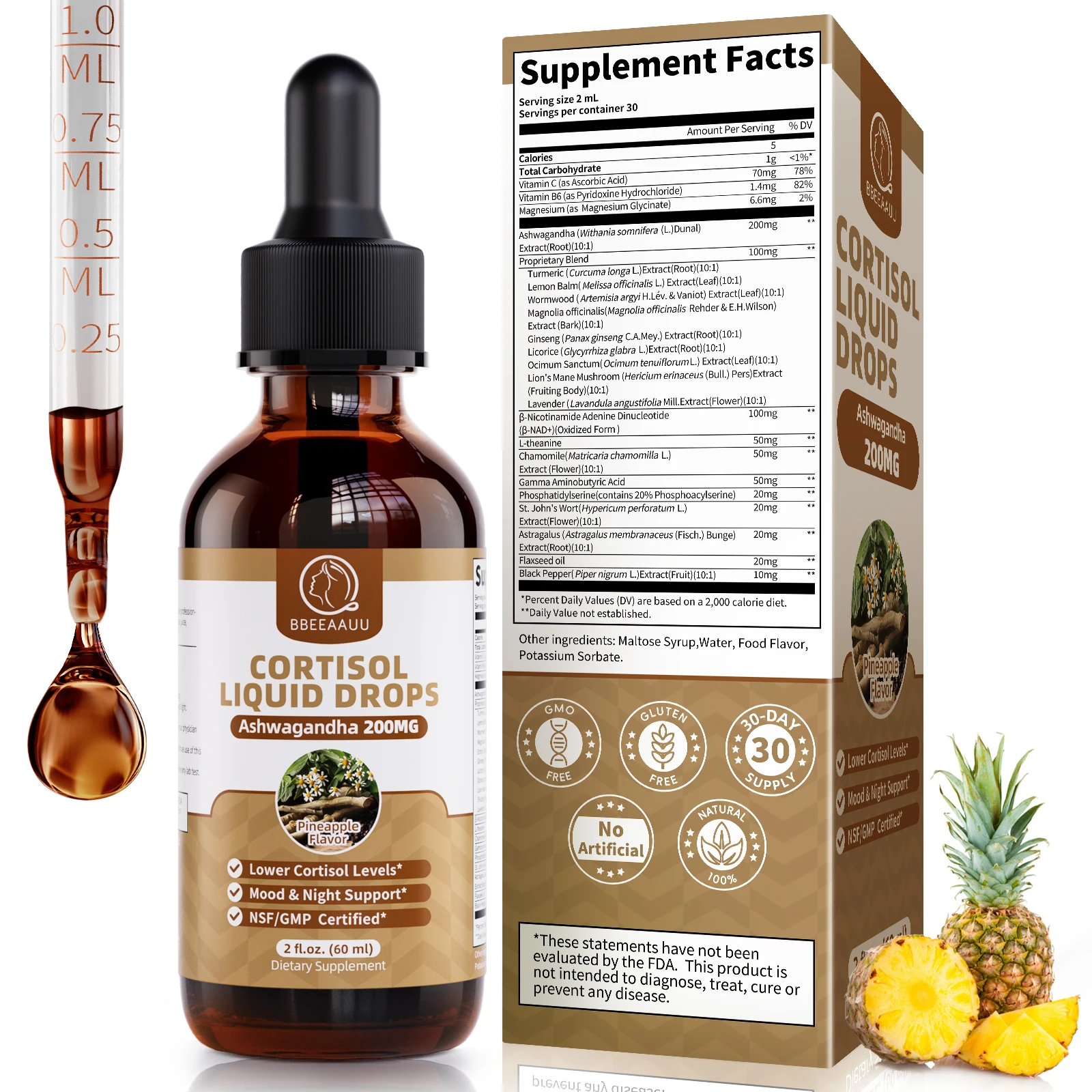 

Cortisol Supplements for Women & Men, with 200mg Ashwagandha, L-Theanine & Phosphatidylserine, Support Night, Focus & Energy