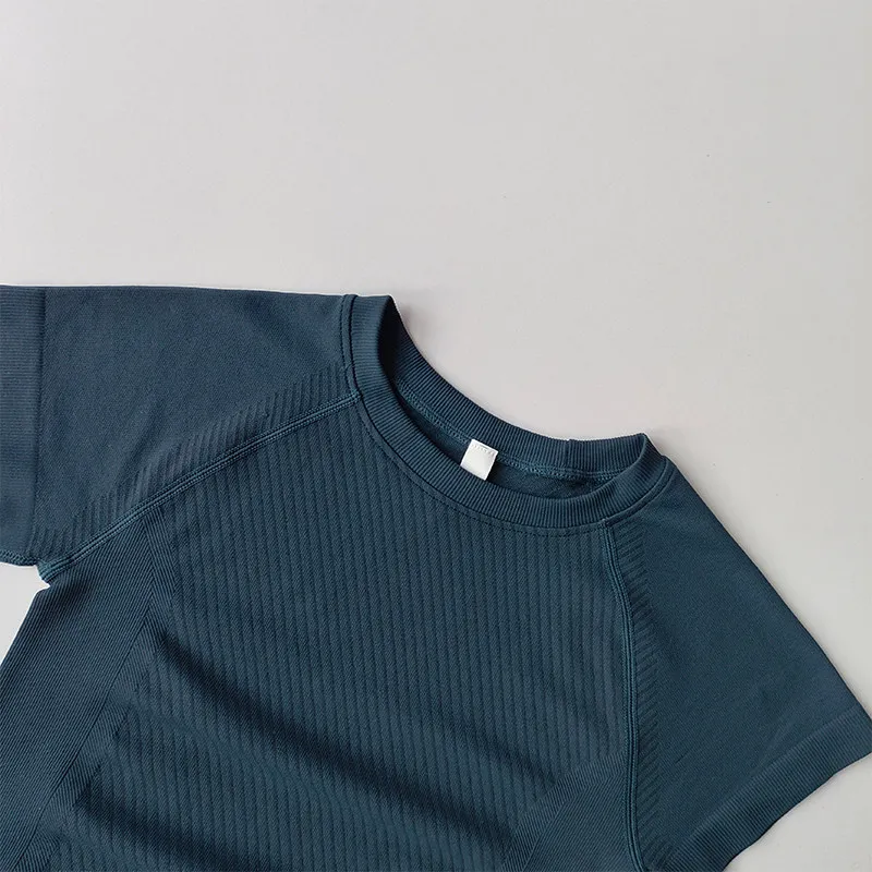 Women Summer Round Neck Sports Short Sleeve Quick Dry Yoga Top High Elastic Running Training Fitness Shirt Slim Fit T Shirt