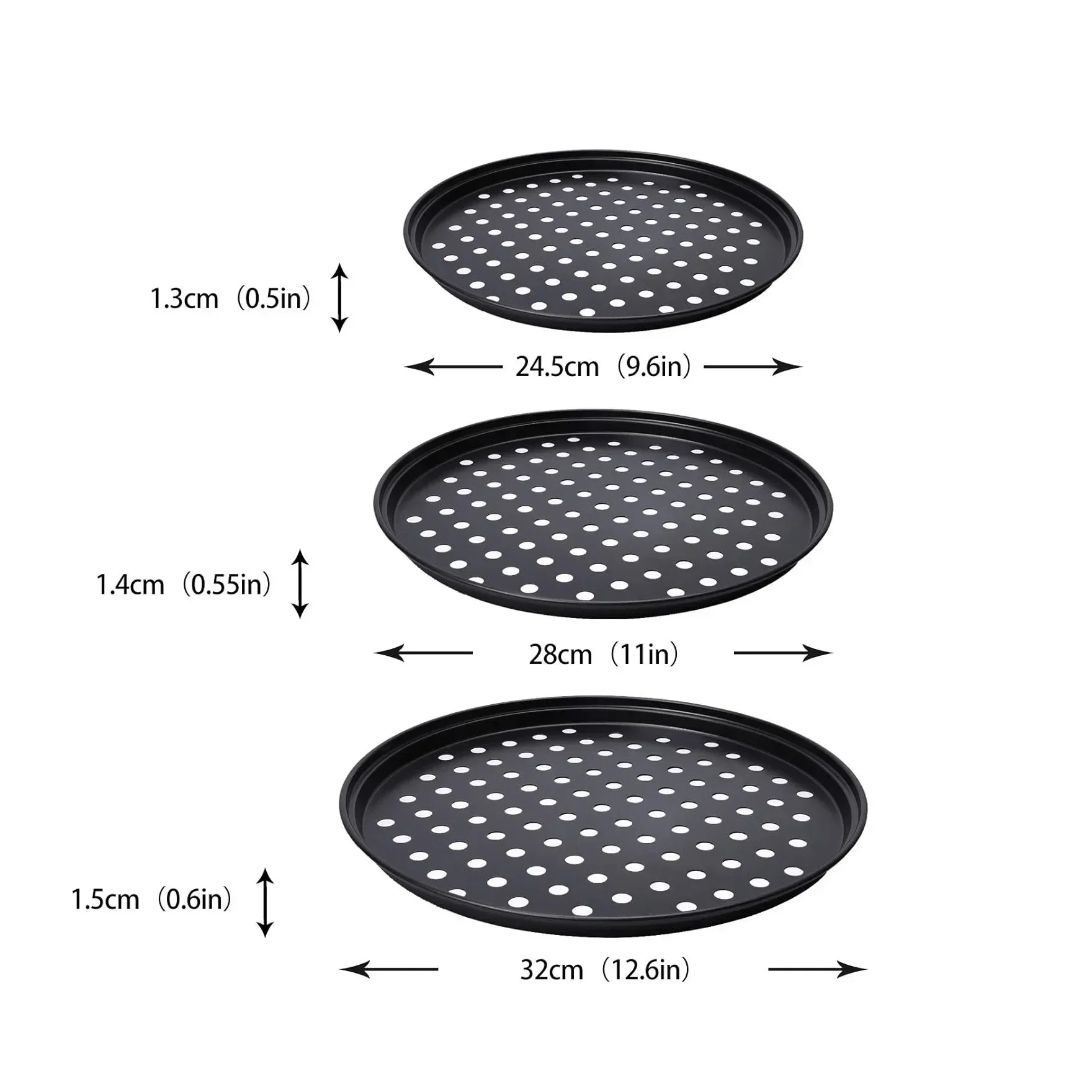 1pc Pizza Pan With Holes Carbon Steel Perforated Non-Stick Pizza Tray for Oven Pizza Stones Bakeware Dishwasher 24/26/28/32cm