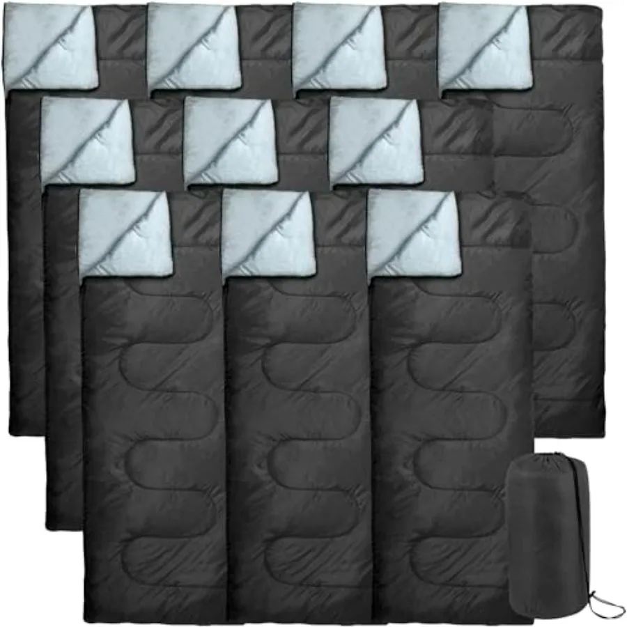 

Bulk 10 Pack Envelope Sleeping Bags, Polyester Shell, Navy Blue, Ultra-Lightweight 4-Season Versatile for Indoor Outdoor Campin