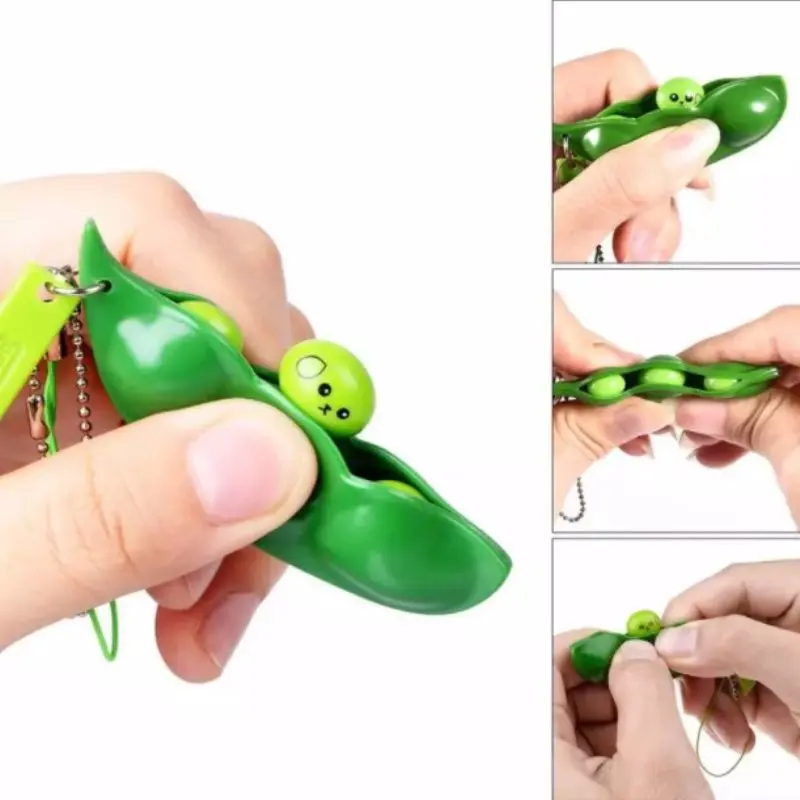 Portable Peas In A Pod Keyring Edamame Keychain Cute Bean Unzip The Toy