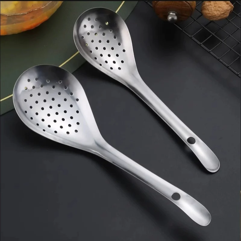 Stainless Steel Strainer Spoon Skimmer Slotted Spoon Pepper Strainer Kitchen Colander SpaghettiDrain Spoon Food Filtration