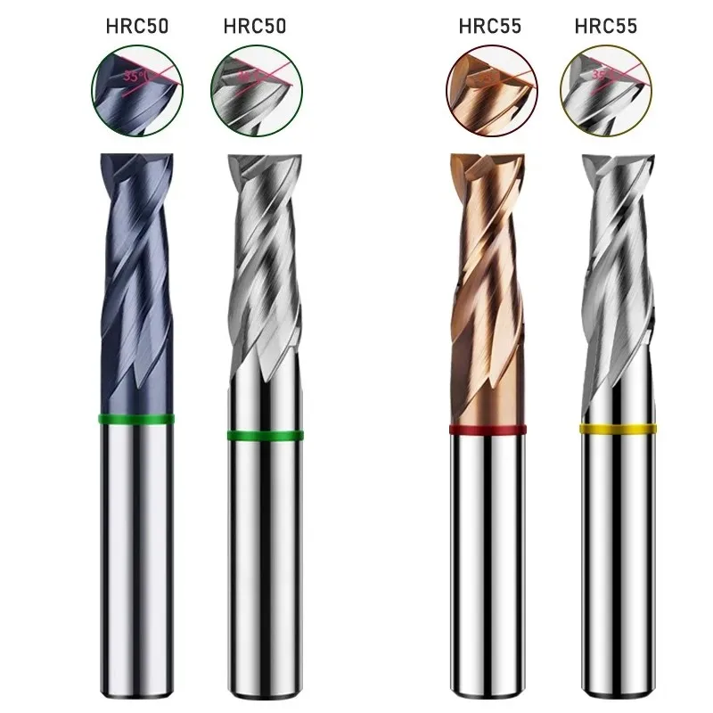 SHAZAM HRC50/HRC55 2-Flute Colorful Ring Milling Cutter Tungsten Steel Carbide Flat End Mill CNC Mechanical Endmills Tools