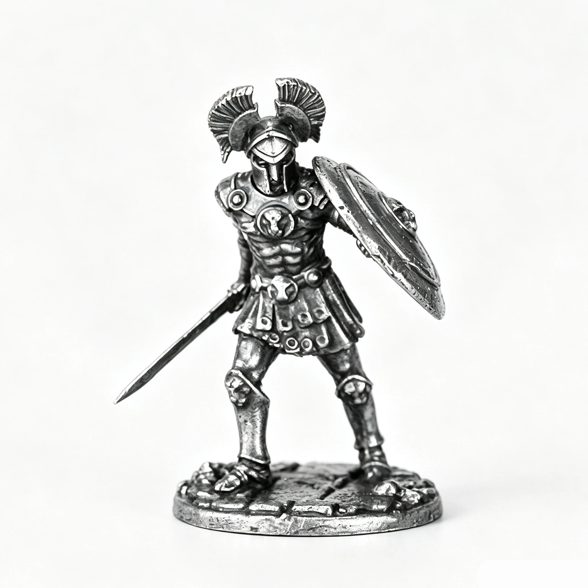 Metal military ancient Greek small soldier figurine toy chess piece display tabletop game collectible historical soldier