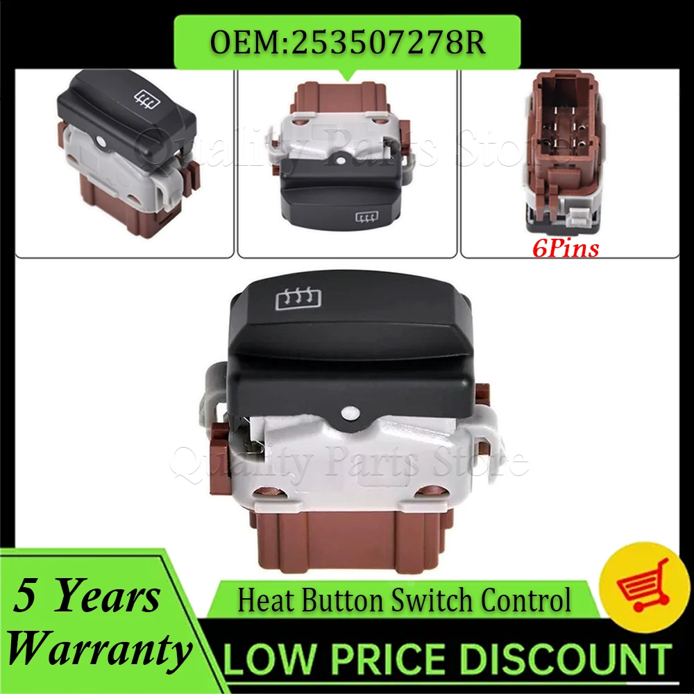 

Для Renault Logan DusI 2011 2012 2013 2014 новый светодиодный красный свет кнопка тепла автомобильный переключатель управления 6 контактов автомобильные аксессуары 253507278 Р