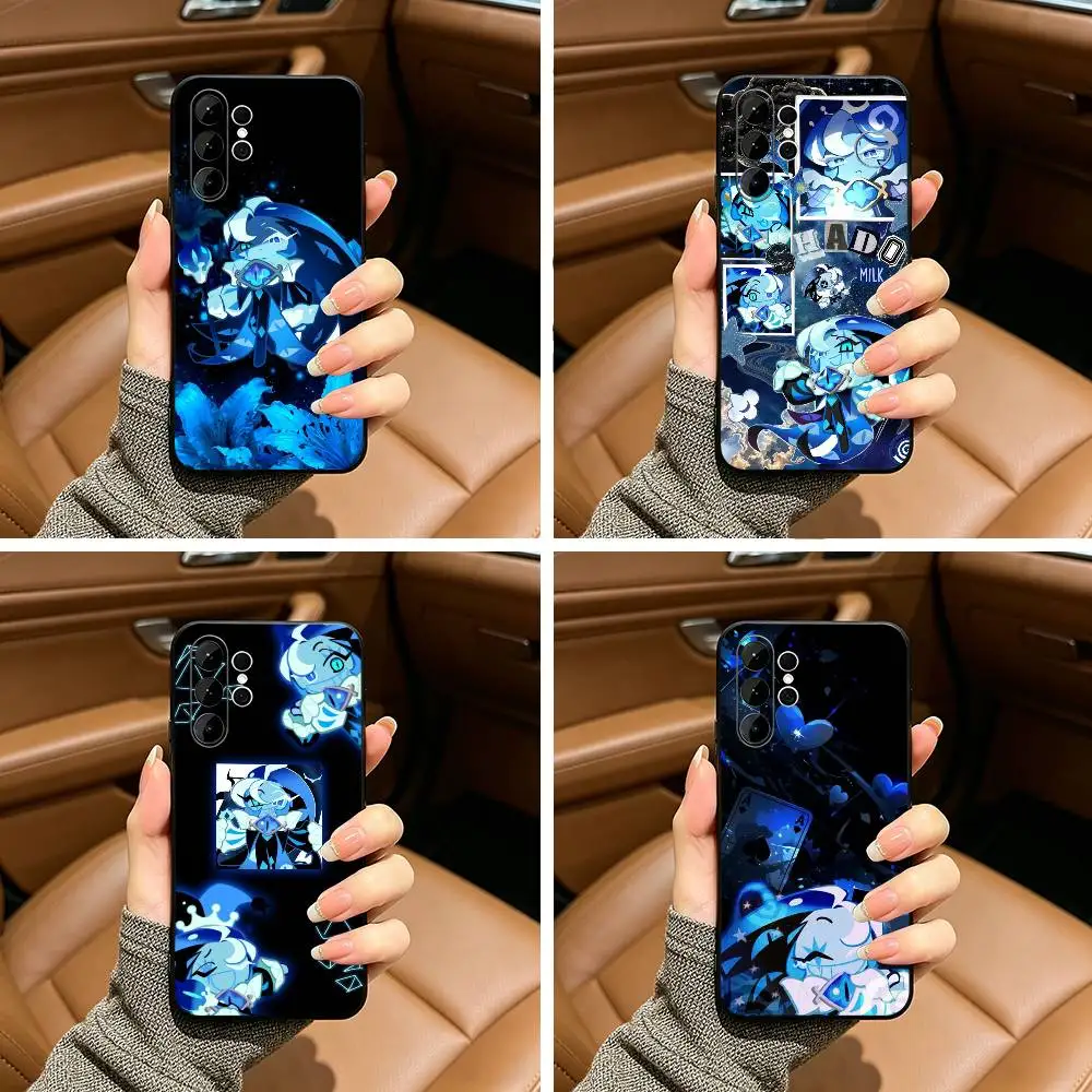 S-Shadow Milk C-Cookie  Soft Silicone Case for Samsung S25, S24, S21, S22, S23, S30, Ultra, S20, Plus, FE, Lite-Black