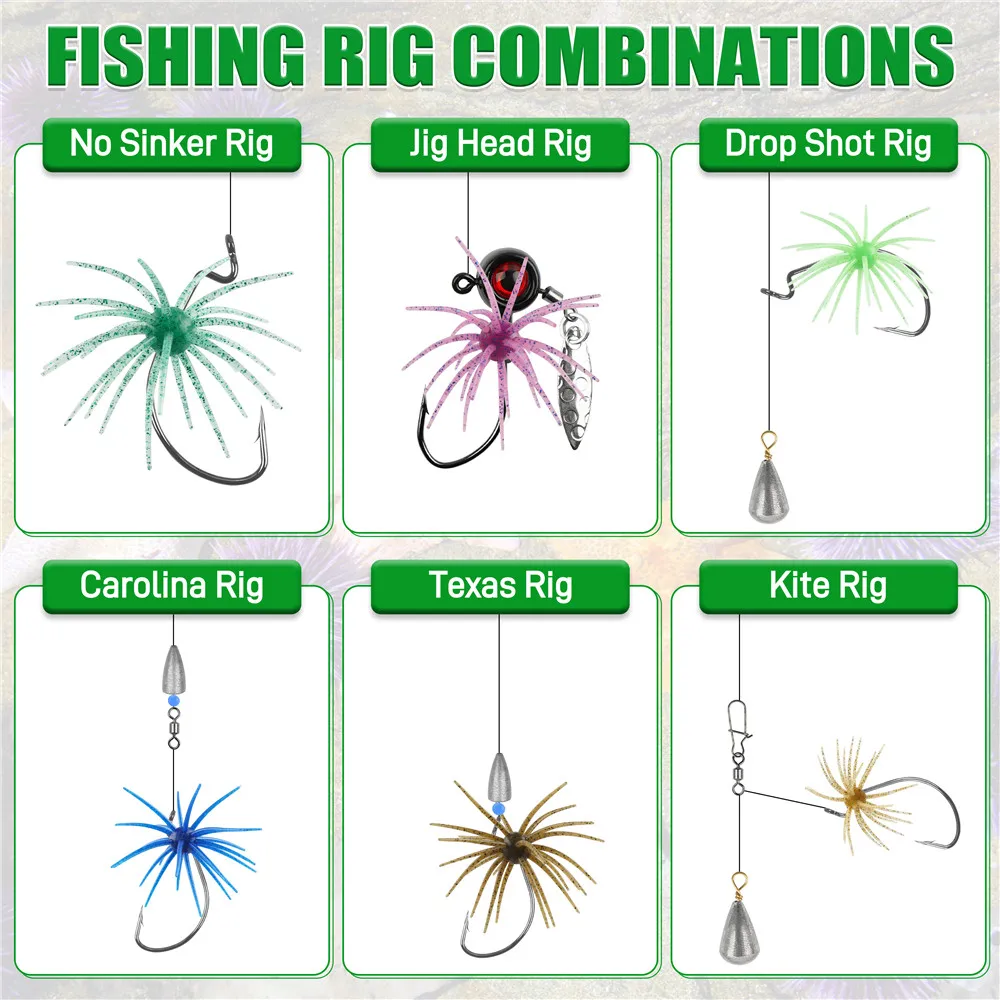 6 Stück Weiche Urchin-Köder für Salzwasser-Angeln, Langsam Schwimmende Köder für Bass, Forelle, Crappie, Drop Shot, Wacky Rig, Neko Rig – Detail 4