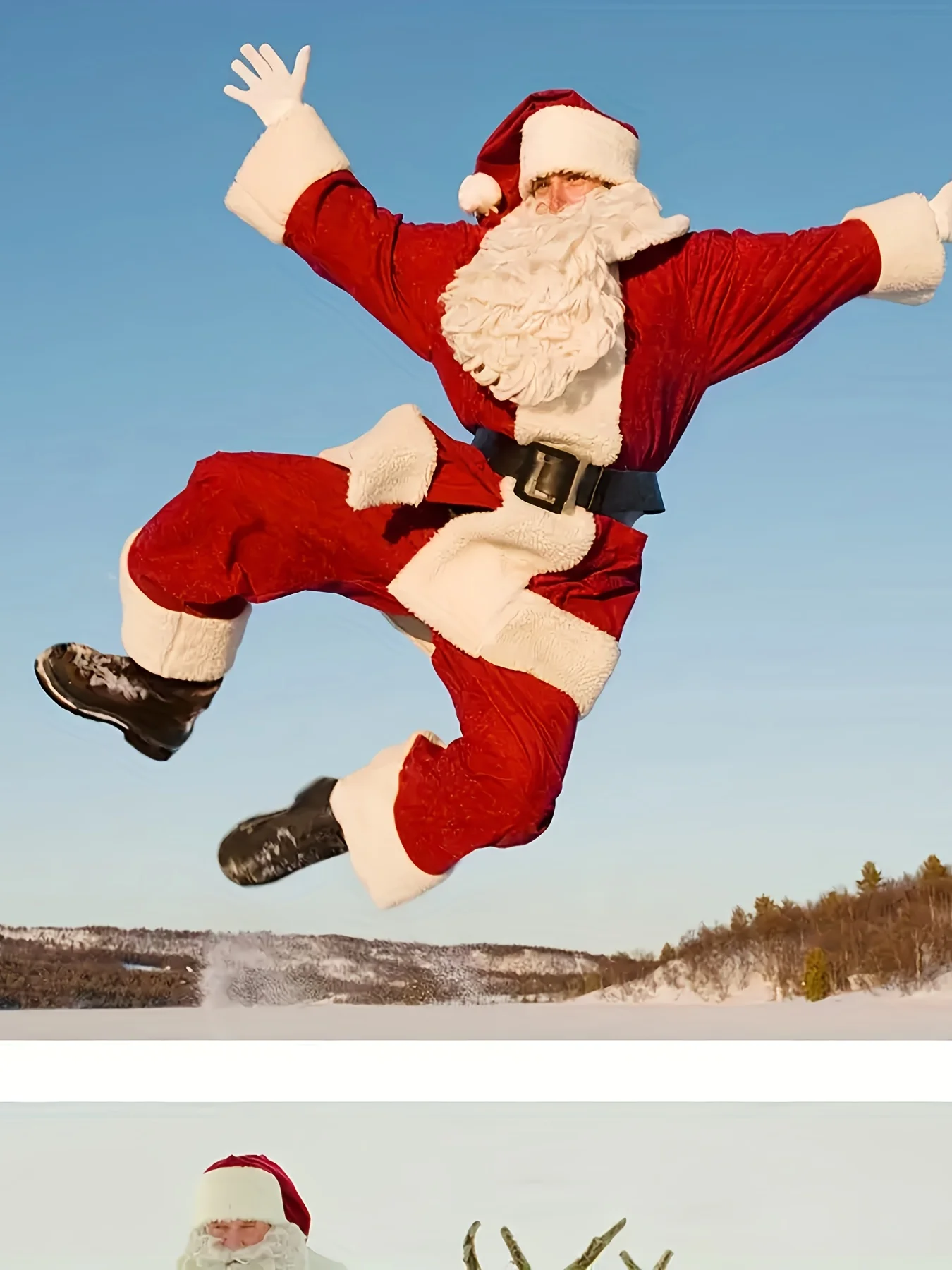 

5-piece Santa Claus costume set is suitable for dressing up for Christmas Day events, party cosplay, and stage performances