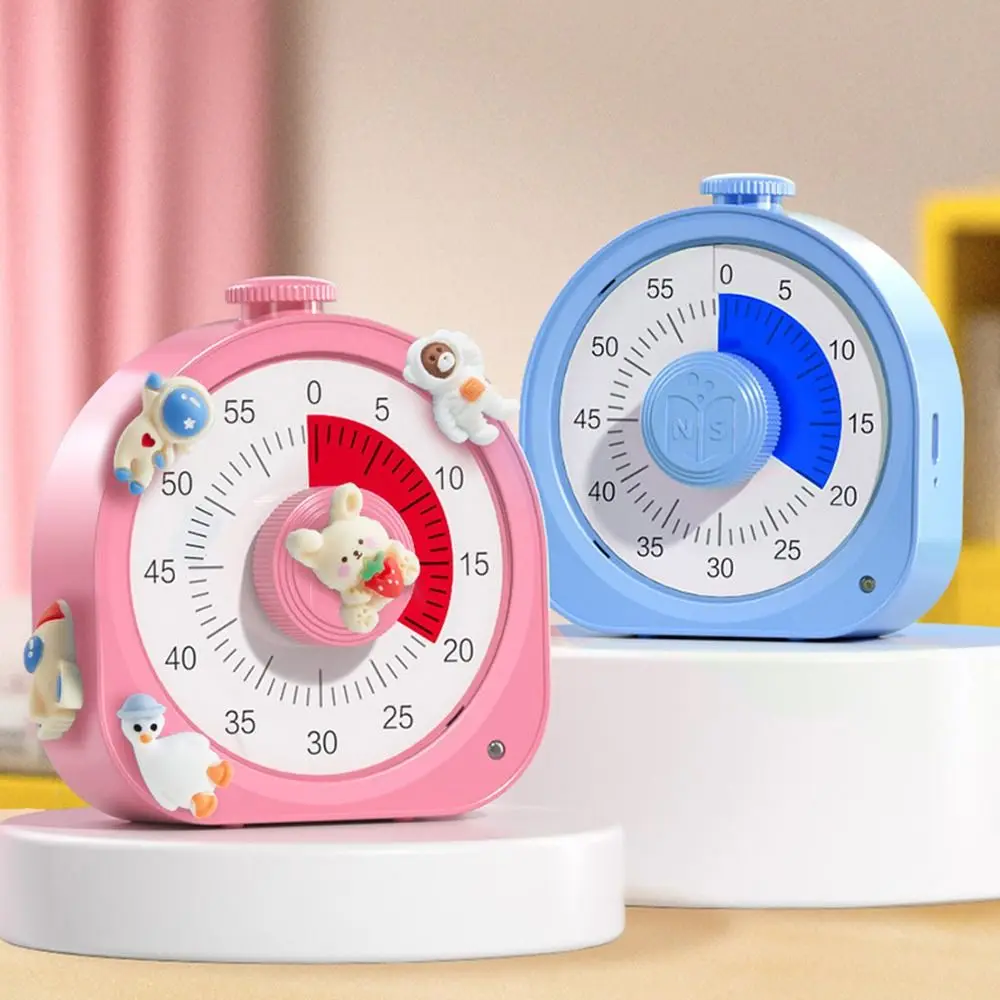 Cute 60 Minutes Visual Analog Timer Silent Rechargeable Kitchen Timer Durable Vibration/Ringing Countdown Clock Time Management