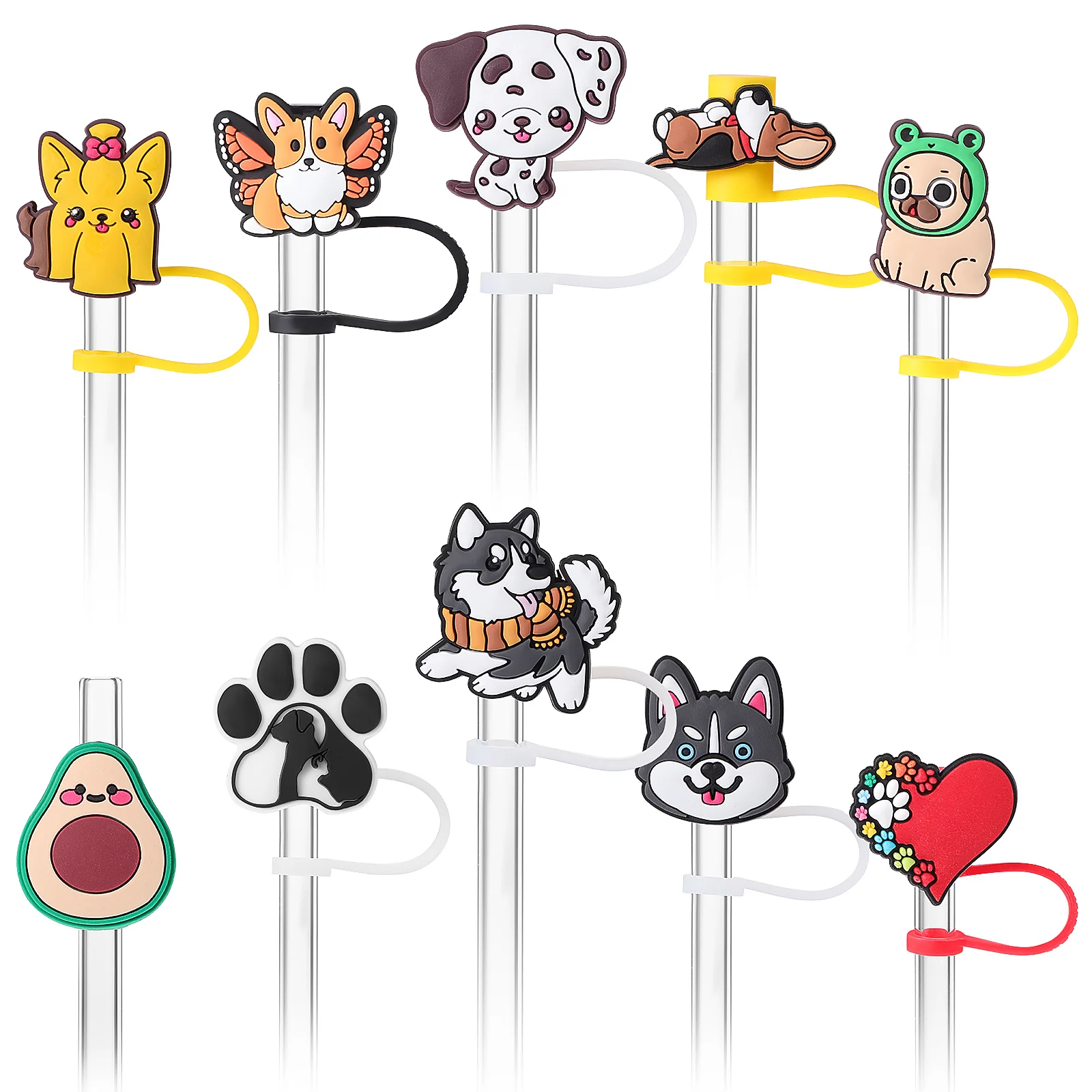 10 Pcs Tumbler Straw Covers Cap Straws Dust Stoppers Plugs for Decor Personality Animal