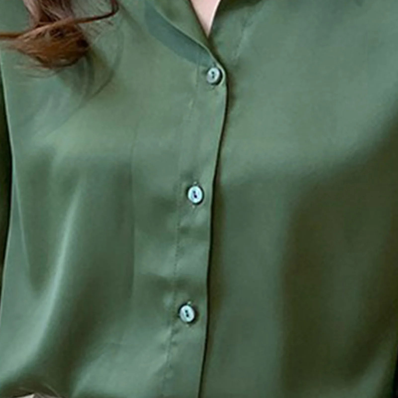 New Hot Women Formal Satin Blouse Button Down Casual V-Neck Long Sleeve Blouse Gift for Christmas Birthday New Year