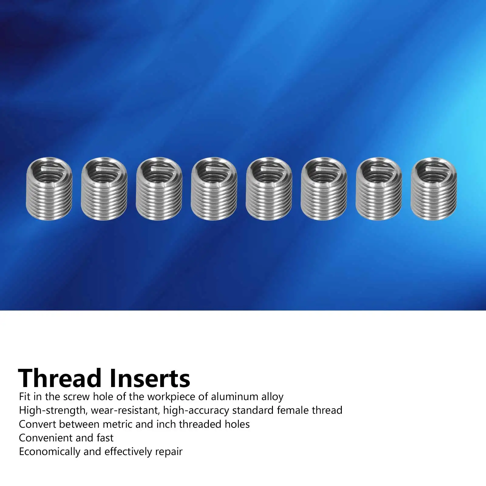 100Pcs Wire Thread Insert Helical Coil Stainless Steel Helical Inserts Thread Repairment Fastener Automotive Engine Body Parts