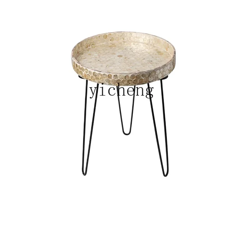 

Tqh Natural Shell round Tray Side Table Silent Wind Storage Coffee Table Guesthouse Decoration Table