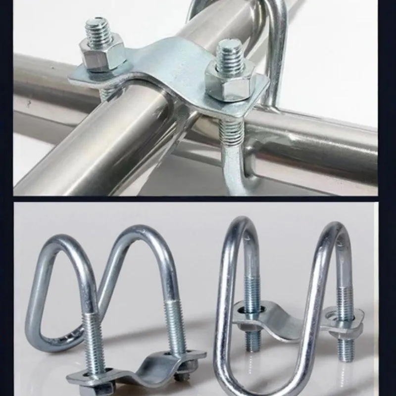 

8pcs 32mm Double U-shaped Pipe Clamp Bolt Sturdy Load-bearing for Awning Garage Fence Farm Support Special Fastener for Ro...