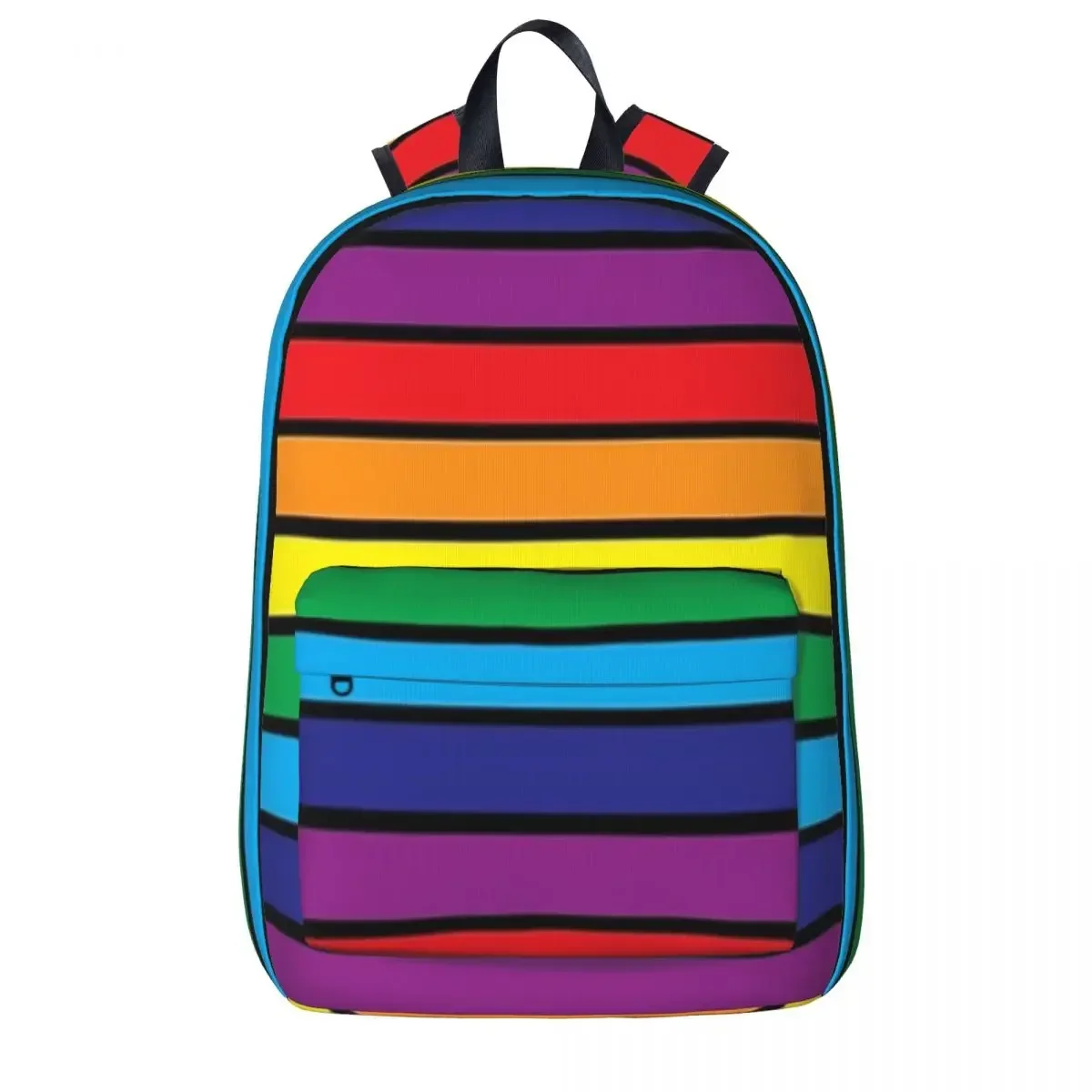 Mochilas a rayas del arco iris en negro para mujer, mochila impermeable para niños y niñas, mochilas escolares para estudiantes, mochila de viaje portátil, hombro