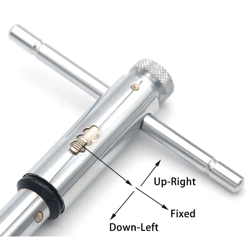 M5-M12 T-Shaped Handle Reamer Screw Extractor Tap Wrench Holder Ratchet Inserted Reverse Direction